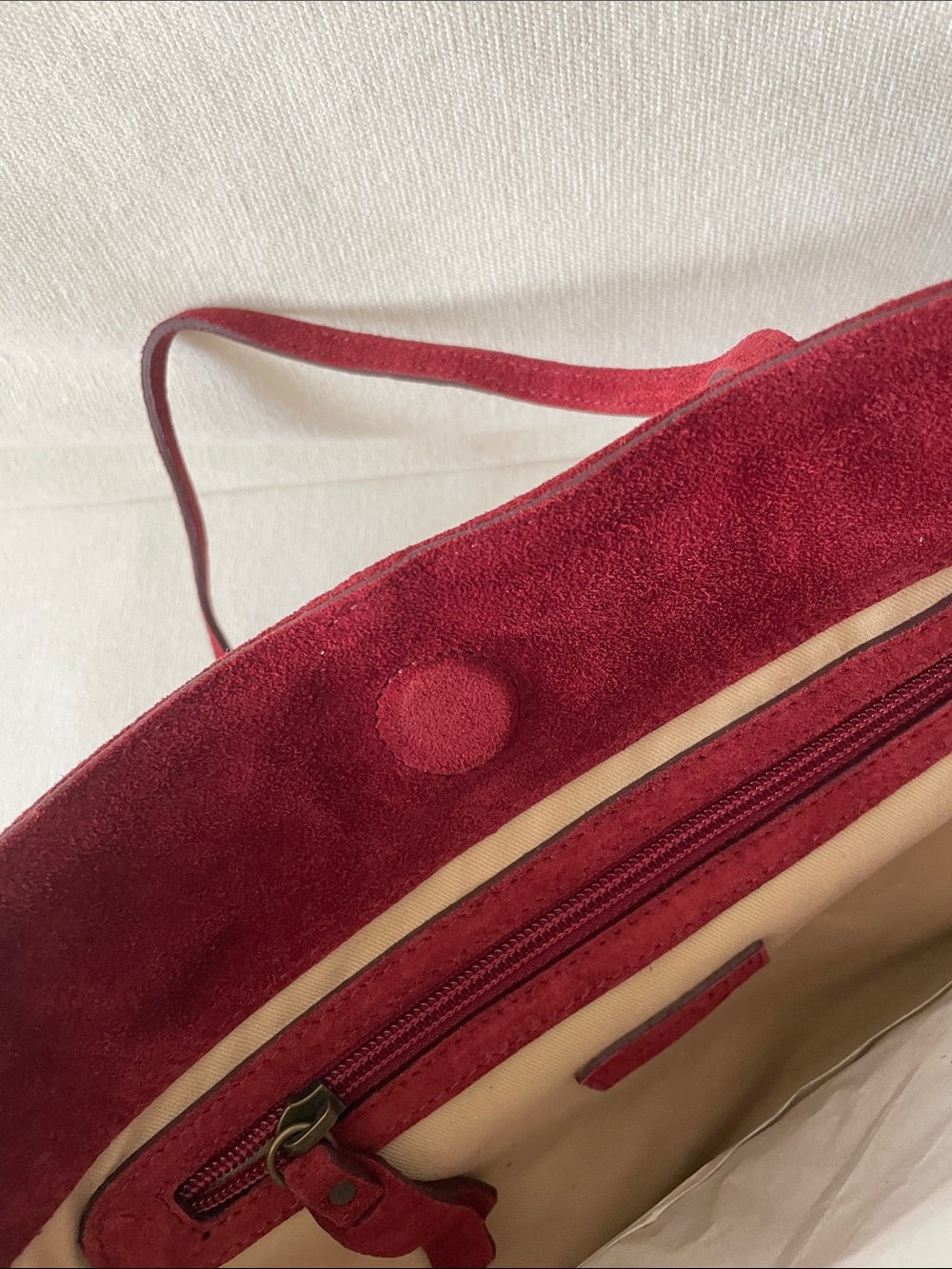 Garnet Hill Suede Tote in Garnet Red - Picture 4 of 6